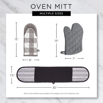 DII Double Strip Chef Kitchen Cooking & Baking Collection, Double Oven Mitt, 35x7.5, Mineral Gray