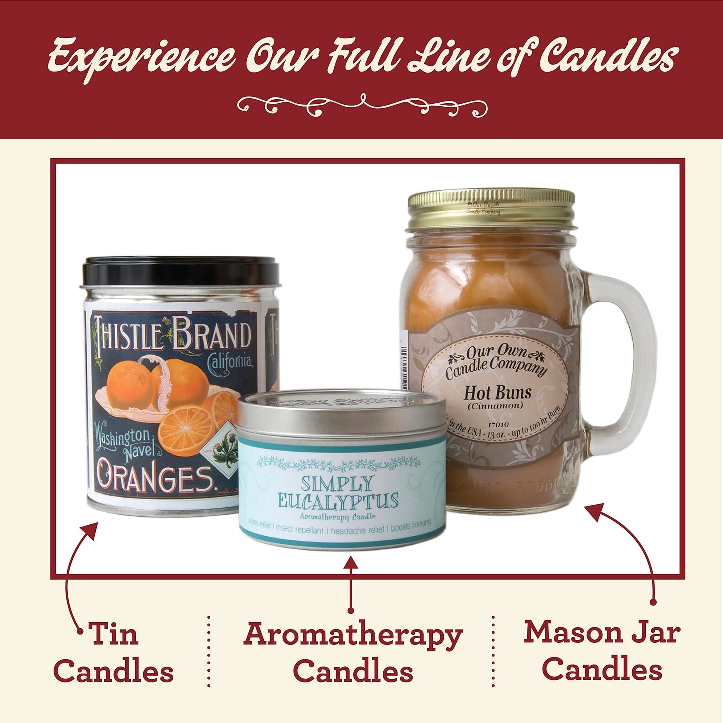 Our Own Candle Company, Hot Buns Scented Mason Jar Candle, 100 Hour Burn Time, Made in The USA - 13 Ounces