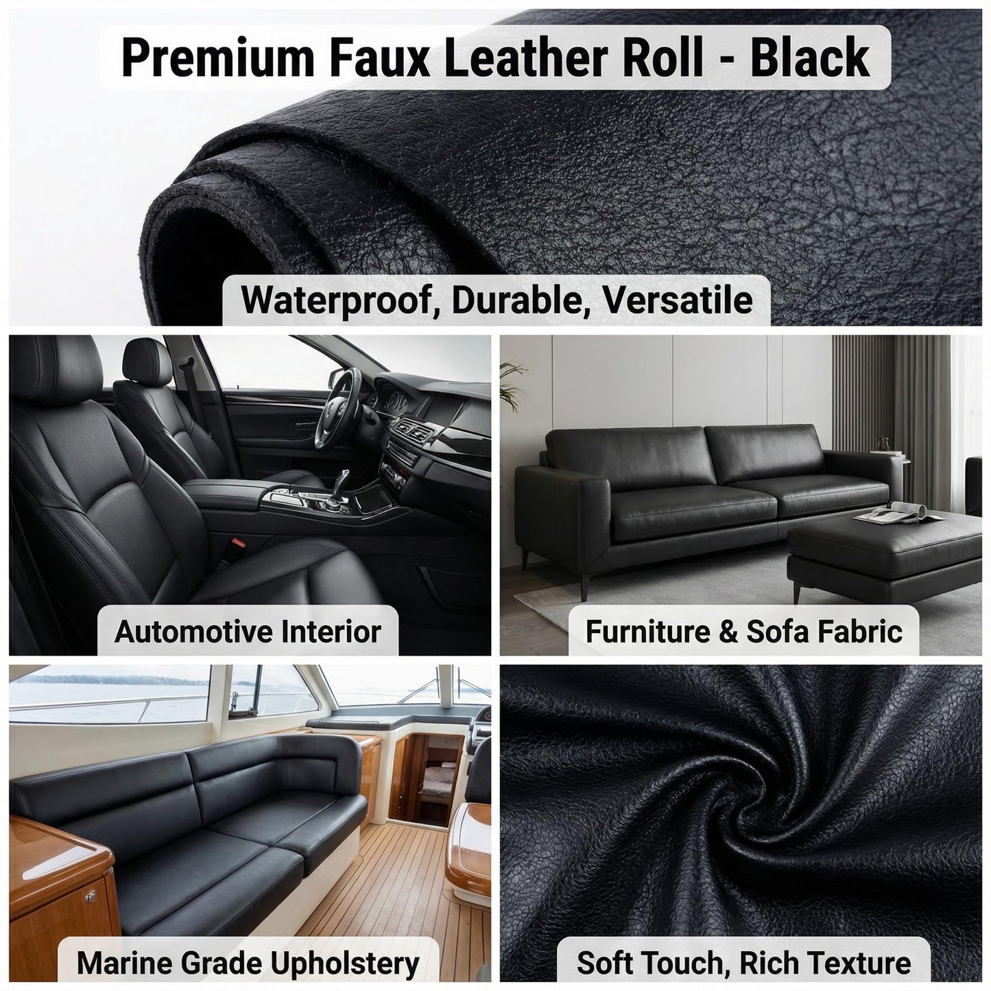 PYGMTYU Soft Vinyl Faux Leather Sheets, Waterproof Leather Material, Heavy Duty Marine Vinyl for Boat Seats, Car Interior,Sofa Refurbish,DIY Wallets,Bags,Phone Case,Hair Bows,Placemat,Craft Material