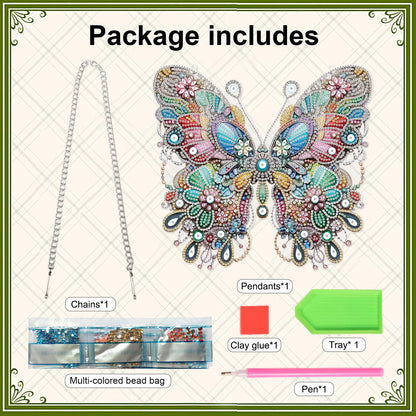 Diamond Art Painting Hanging Pendant, DIY Butterfly 5D Special Shape Crystal Diamond Art Partial Mosaic Making Craft Wreath Ornaments, Large size Home wall decor window decoration Handmade Gift
