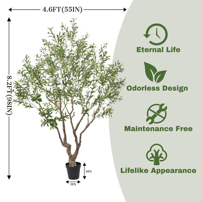 Faux Olive Tree 8.2ft(98in) Tall with Large Realistic Trunks and Big Olive Fruits, Fake Floor Potted Artificial Plants for Home Office Garden Indoor Decor (8.2feet)