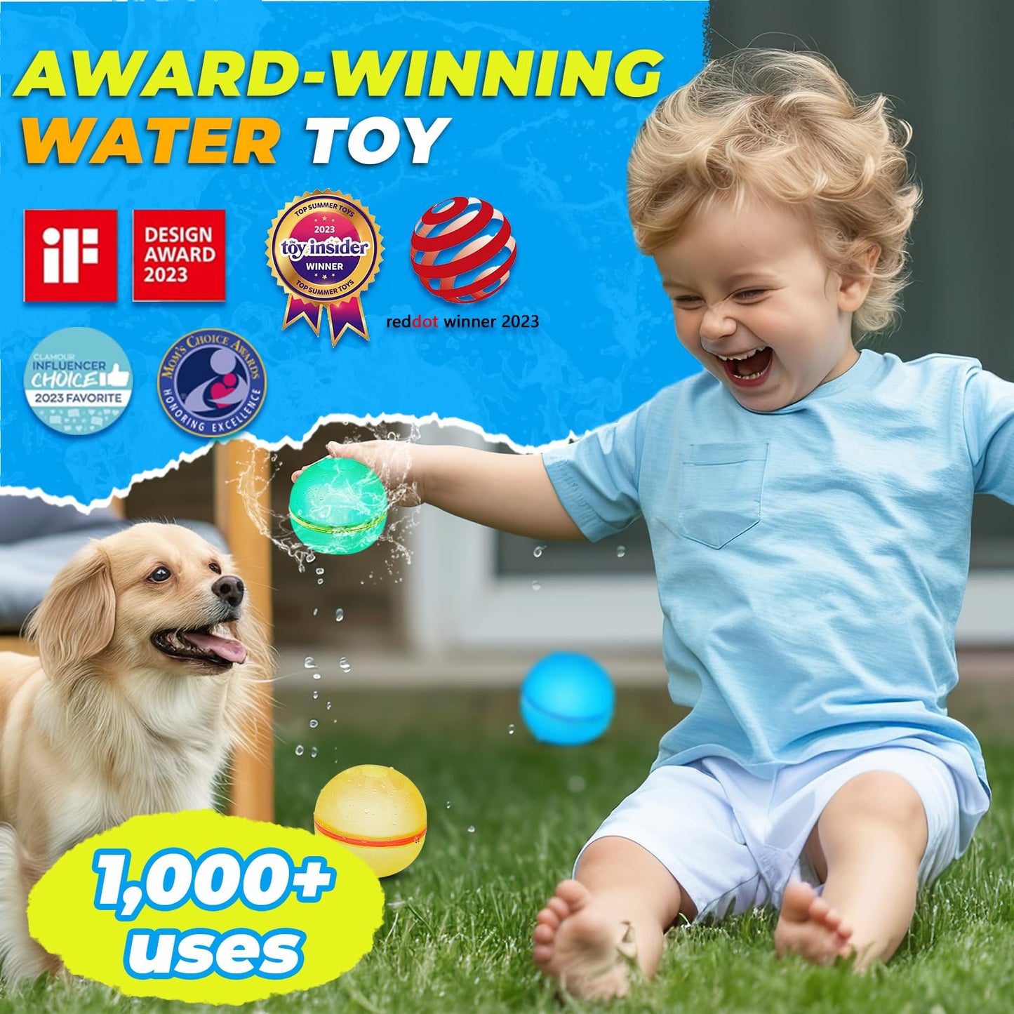 Tizikcon 6 PCS Reusable Water Balloons, Refillable Magnetic Water Balls for Outdoor Games, Self Sealing Water Splash Bomb Quick Fill for Summer Fun, Pool Beach Toys for Kids Ages 3-12