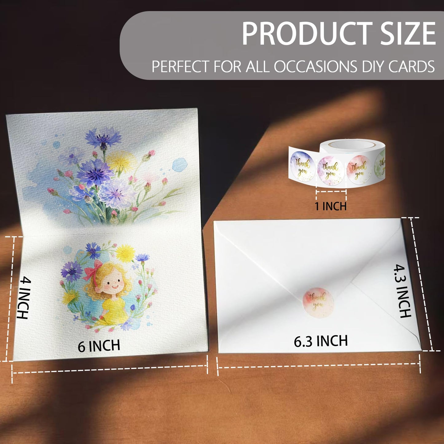 50 Pack Blank Watercolor Cards with Envelopes 4 x 6 Inch 140lb/300GSM 100% Cotton Heavyweight Foldable Water Color Cardstock, Acid-Free Watercolor Cards to Paint for Christmas Birthday