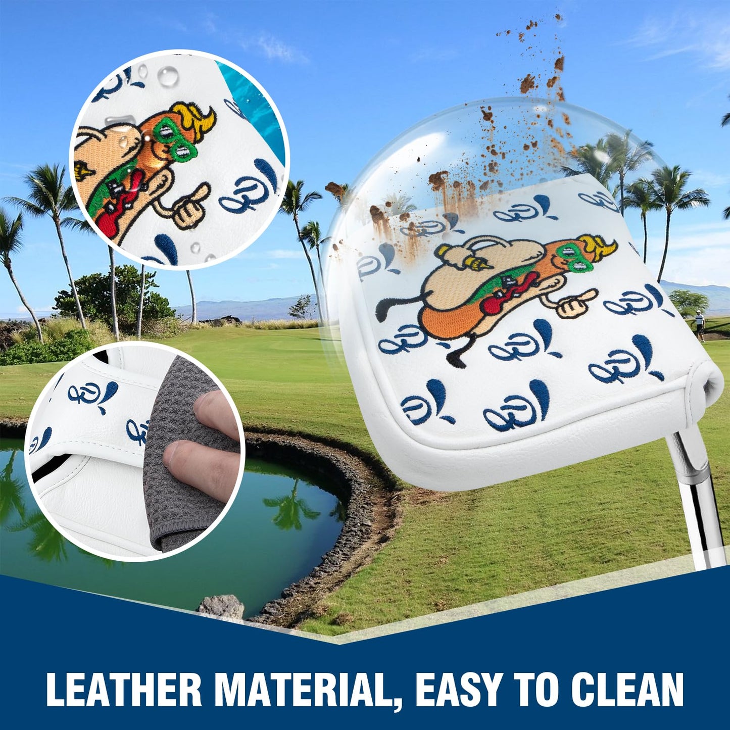 BAIRBRE Putter Covers Hotdog Mallet Putter Headcover Blade Putter Covers Leather Golf Headcover with Magnetic Golf Club Cover for All Brand (for Mallet Putter)