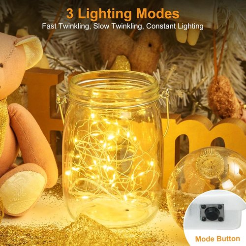 Btfarm 12 Pack Fairy Lights - Battery Operated Twinkle String Lights | Waterproof 7ft Mini Silver Wire for Christmas & Weddings - Warm White/Colorful