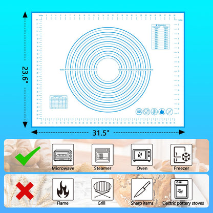 UBeesize Oversize Silicone Baking Mat, 23.6x31.5 Inch Non Stick Pastry Mat with Measurements, XXL Large Nonslip Counter Mat, Fondant/Pie Crust Mat for Making Cookies Macarons Bread Baking Supplies