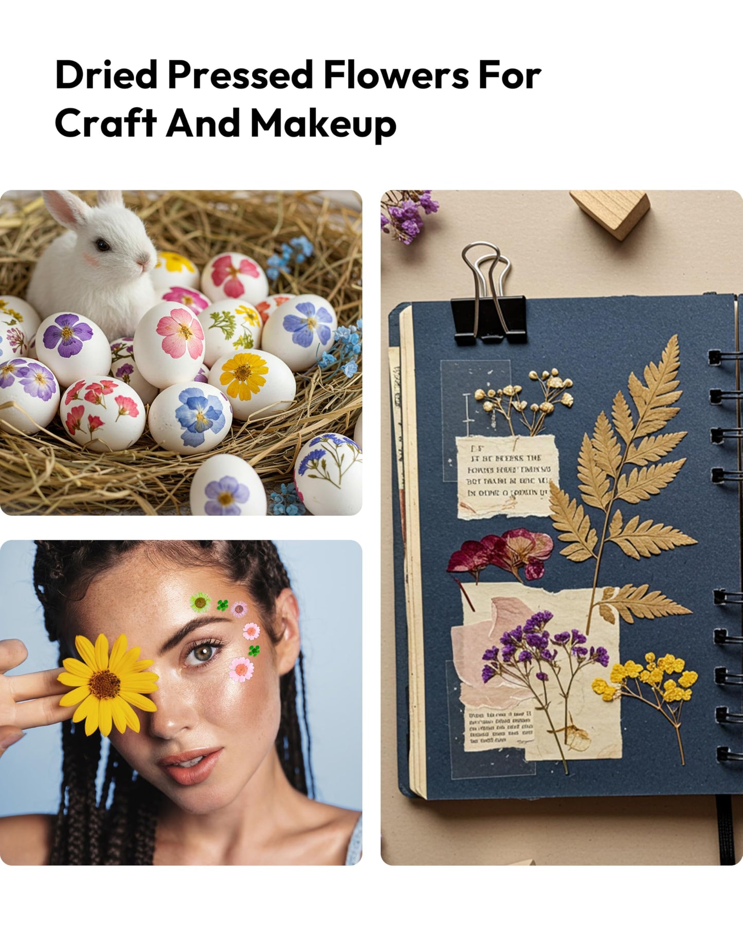 Dried Flowers, Resiners 100Pcs Pressed Flowers for Craft Baby Pink Real Natural Dried Flowers Dry Leaves Kit for DIY Making Crafts Resin Soap Candle Scrapbook Supplies Card Making Jewelry