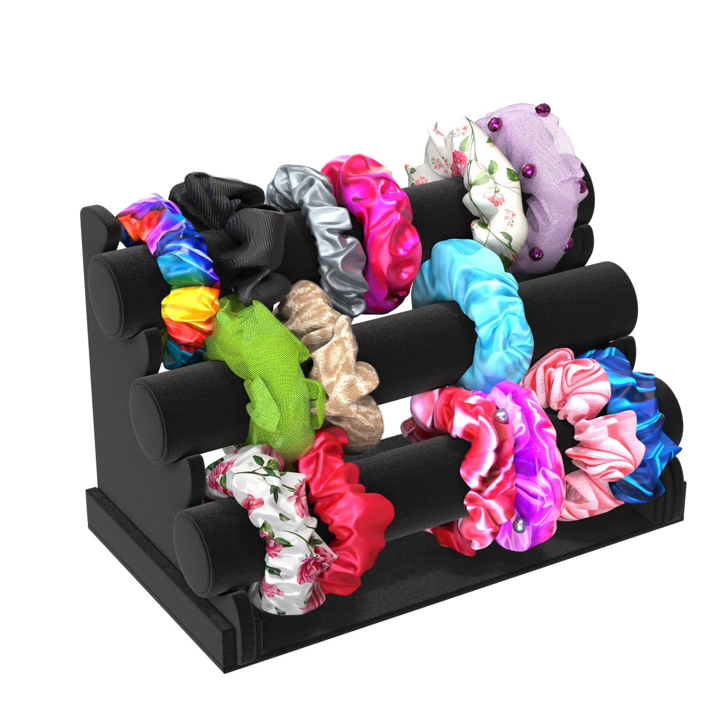 Comelyjewel 3 Tier Velvet Jewelry Organizer Stand for Bracelets, Watches & Necklaces – Space Saving Display Holder for Vanity & Vendor Booths