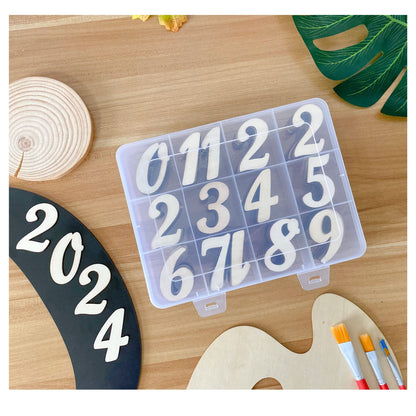 2 Inch 196 Pieces Wooden Numbers Unfinished Wood Numbers 0-9 for Crafts,with Sorting Grid Organizer