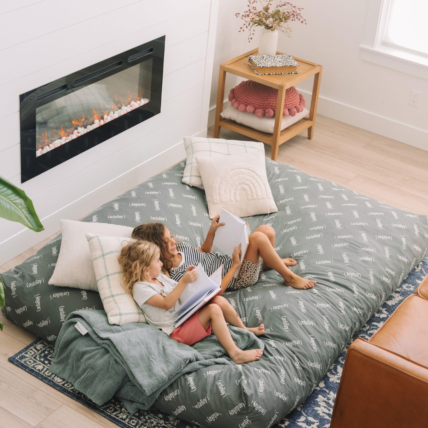 CordaRoy's Chenille Bean Bag Chair, Convertible Chair Folds from Bean Bag to Lounger, As Seen on Shark Tank, Charcoal - Queen Size