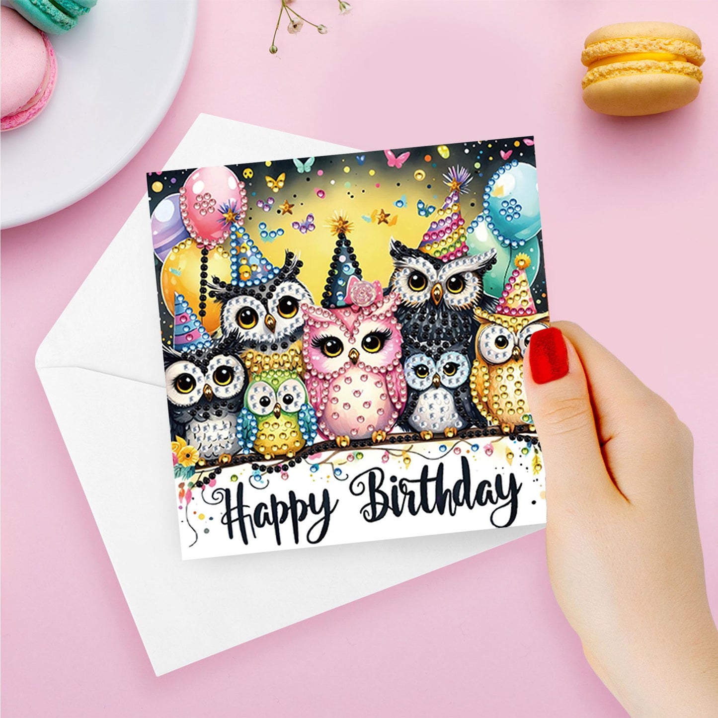 YOKUSHI 12 PCS Diamond Art Painting Birthday Greeting Cards, Fete Day Craft DIY Card Making Kits for Adults Gifts (Happy Birthday)