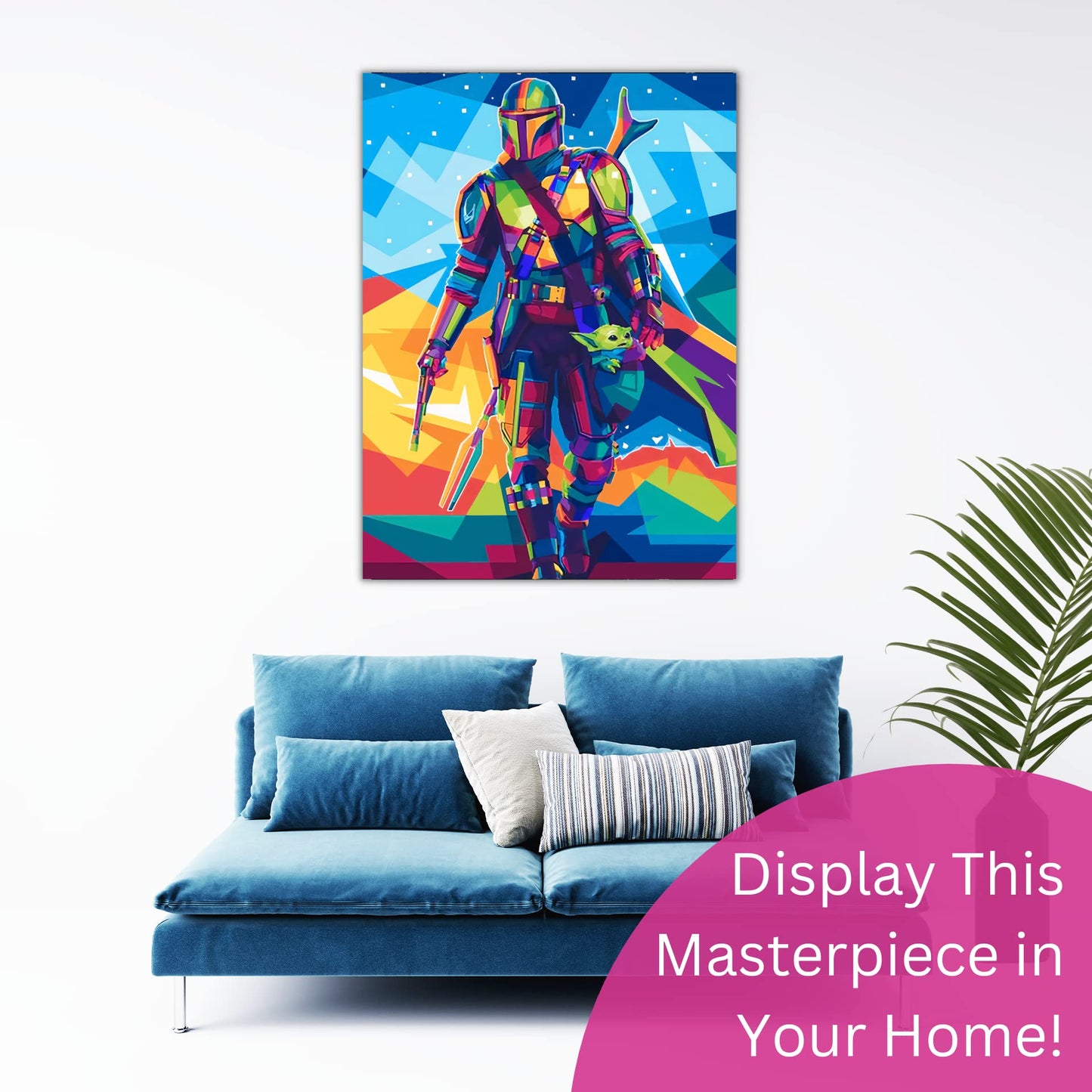 Modern Merch Star Wars Diamond Art Kits for Adults, Mandalorian and Baby Yoda 5D Diamond Painting for Adults, DIY Star Wars Wall Art, Cross Stitch Gem Art, Full Round Drill 12x16in