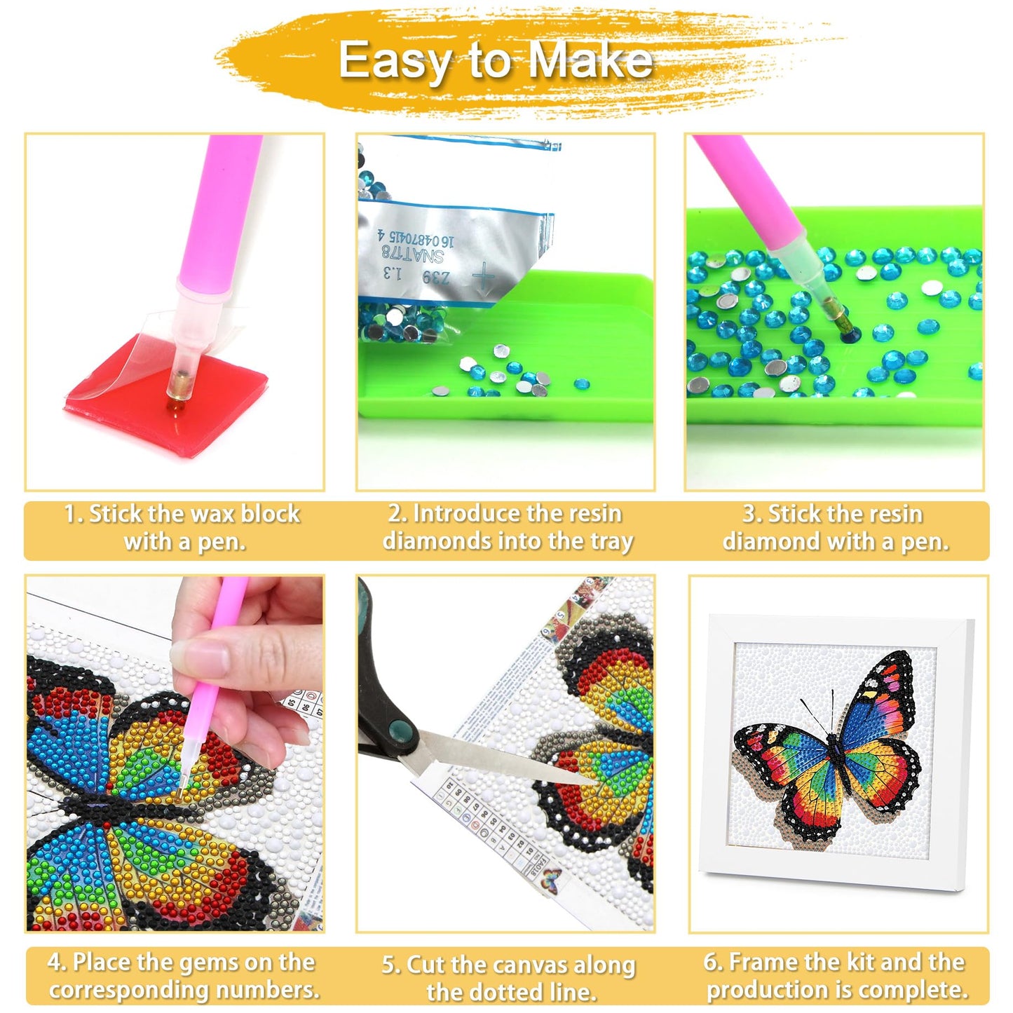 lesaonsy Diamond Art Kit with Frame - 6x6 Inch Pre-Framed Animal Canvas | Gift Set for Teens, Boys, Gilrs, Adults (Beginner-Friendly, 1-3 Hour Craft) | Resin Drills & Tools Included (Giraffe)