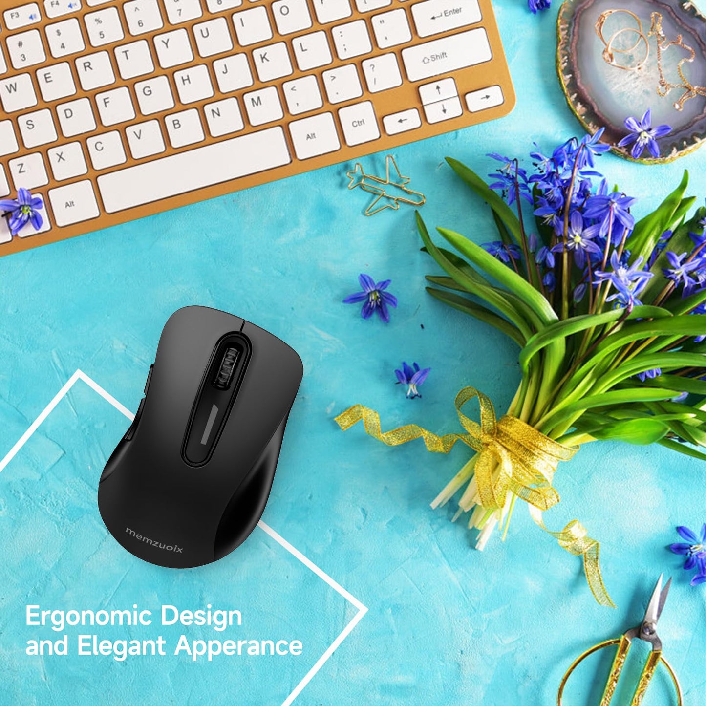 memzuoix 2.4G Wireless Mouse, 1400 DPI Mobile Optical Cordless Mouse with USB Receiver, Portable Computer Mice for Laptop, PC, Desktop, MacBook, 5 Buttons, Red