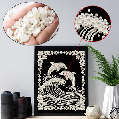 Stalente Pearl Diamond Painting Kits for Adults Dolphin, 5D Special Shape Diamond Art Kits for Beginners, Crystal Rhinestones Diamond Painting for Home Wall Decoration Gift 12×16inch, Animal