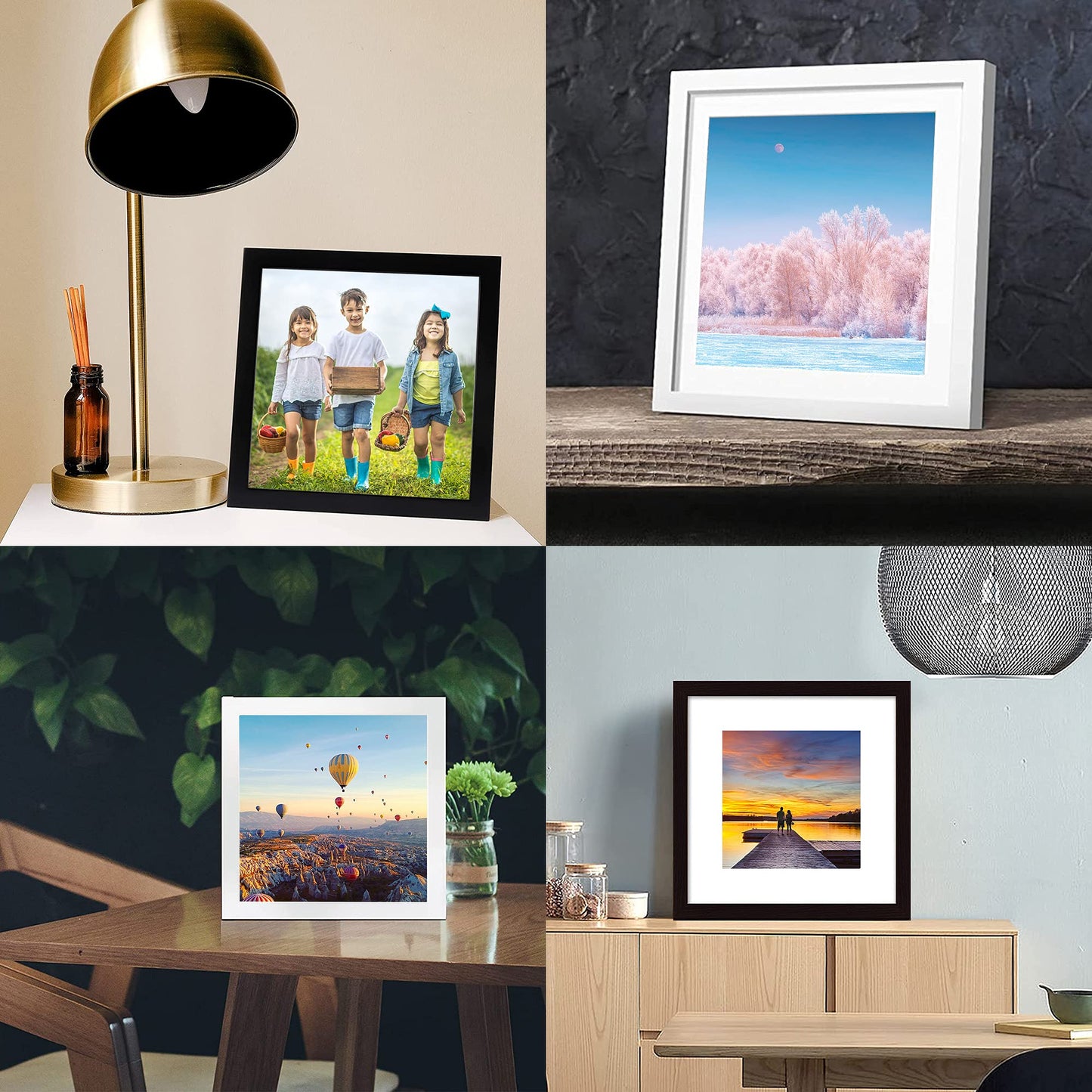 12x12 Wood Picture Frames for Wall Hanging or Tabletop,Diamond Painting Frame Baby Scan Picture Frames with 2 Mats Display 8x8 or 10x10 for Family Walls Decoration,Anniversary,Wedding,Christmas(Dark