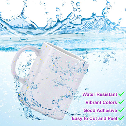 Kifmurase 100 Sheets Holographic Sticker Paper, Holographic Clear Vinyl Laminate Film, Transparent Overlay Lamination Sticker, Self-Adhesive Waterproof Rainbow Laminating Sheets with A4 Size