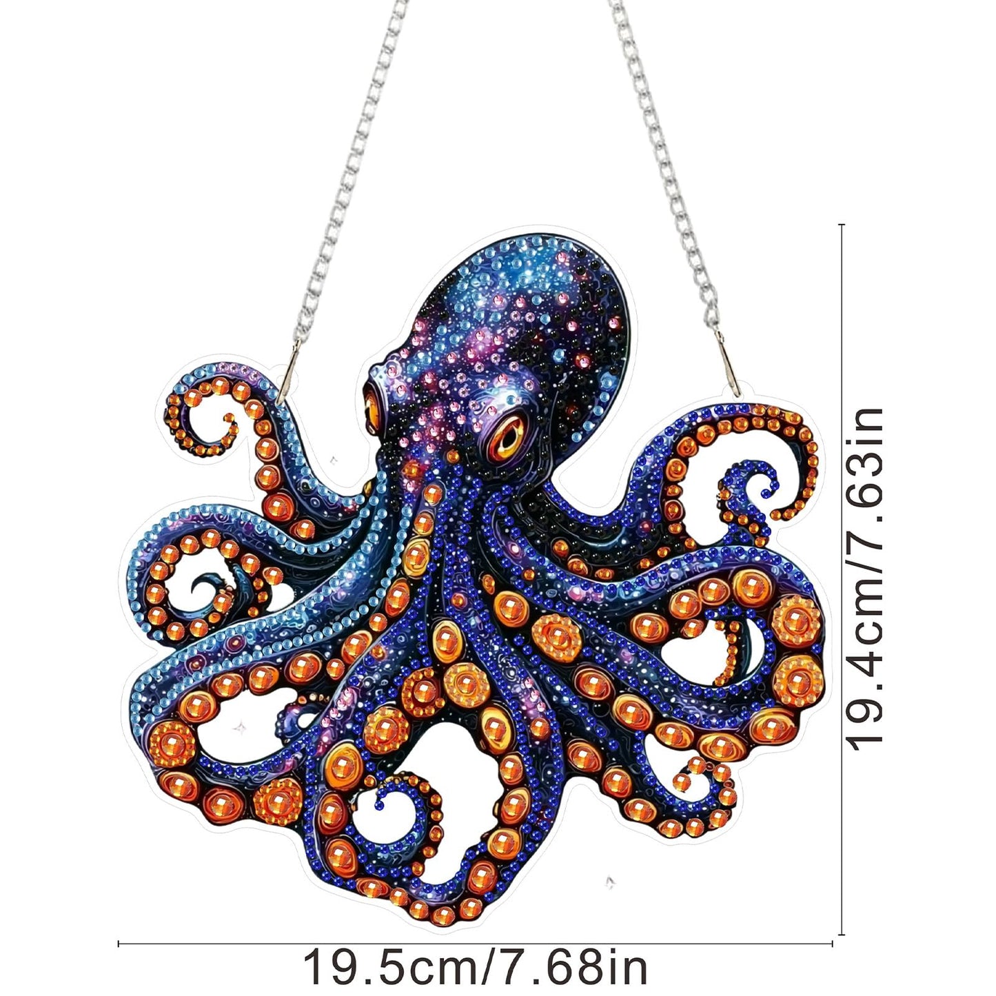 SENQAO Octopus Diamond Art Hanging Kit for Adult, Special Shaped Rhinestone, Double Sided DIY Acrylic Diamond Art Painting Window Pendants Home Garden Wall Hanging Kits Hanging Ornament