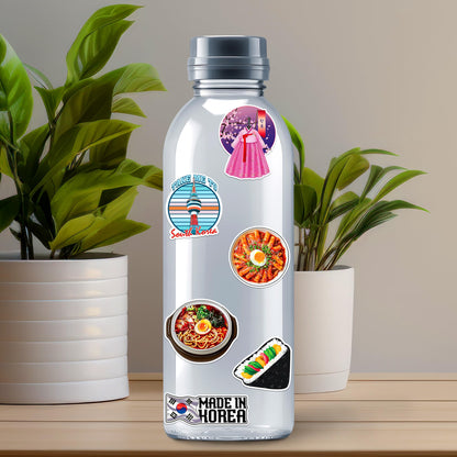 MONIZY Korea Travel Stickers 50 Pieces Vinyl Waterproof Decal for Laptop Water Bottle Phone Car Window Bike Motorcycle Stakeboard Scrapbook Korean Sticker Gifts