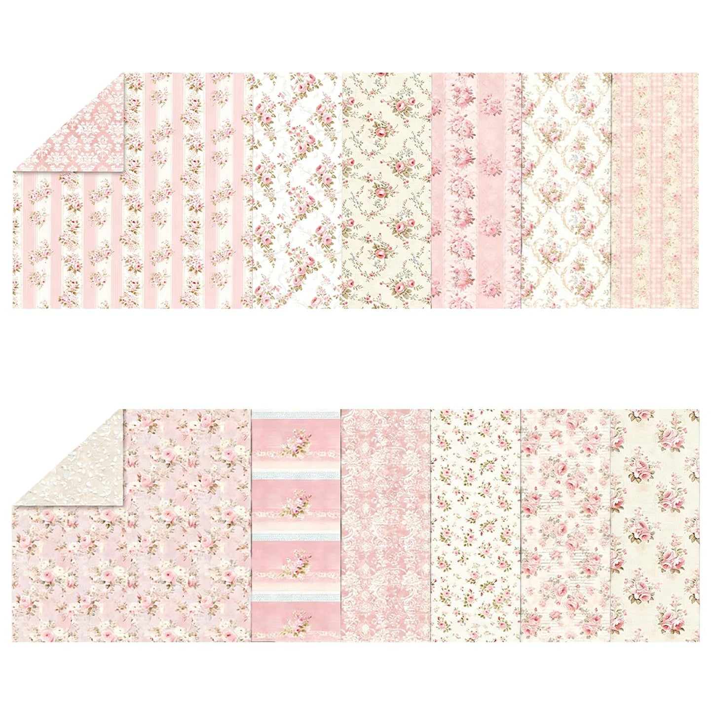shuielai 24 Sheets 12×12 Retro Pink Floral Scrapbook Paper, Dual-Sided Decorative Craft Paper - for Photo Albums Junk Journals DIY Decor (Pink)