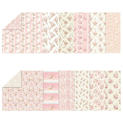 shuielai 24 Sheets 12×12 Retro Pink Floral Scrapbook Paper, Dual-Sided Decorative Craft Paper - for Photo Albums Junk Journals DIY Decor (Pink)