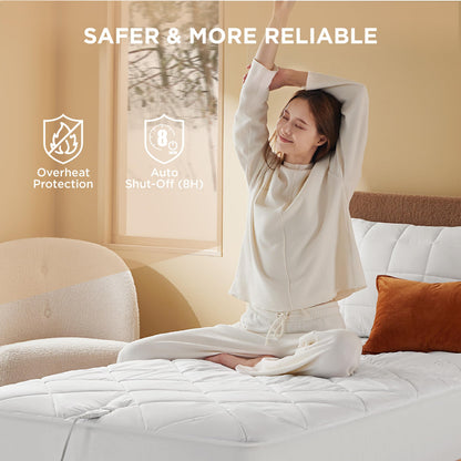 Bedsure Heated Mattress Pad King - Bed Warmer with Memory & Preheat Functions, 12-Hour Auto Off & 10 Heat Settings, Dual Controllers, Fast Heating, Brushed Electric Mattress Pad King, 78"x80"