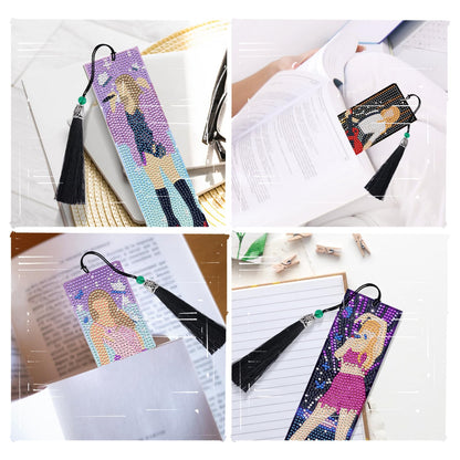 INCOK Singer Diamond Art Bookmarks - 6 Pcs DIY Pop Star Diamond Painting Bookmarks Kits Aesthetic Art Craft Festival Holiday Birthday Gift for Book Lovers Adult Beginners Fans Music Lover
