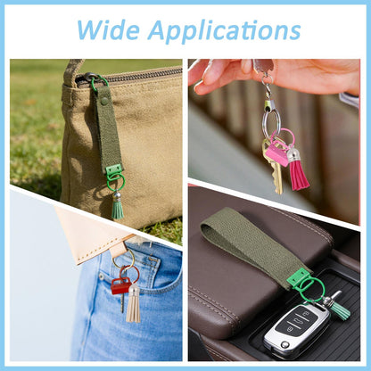 CONCHLERY 84 Pcs Mix Colors Key Fob Hardware Set Keychain Making Kits with Tassels Bulk Charms Wristlet Hardware for DIY Keychain Making