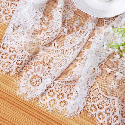 B-COOL White Lace Table Runner, 14 X 120 Inch Vintage Floral for Rustic Wedding Reception