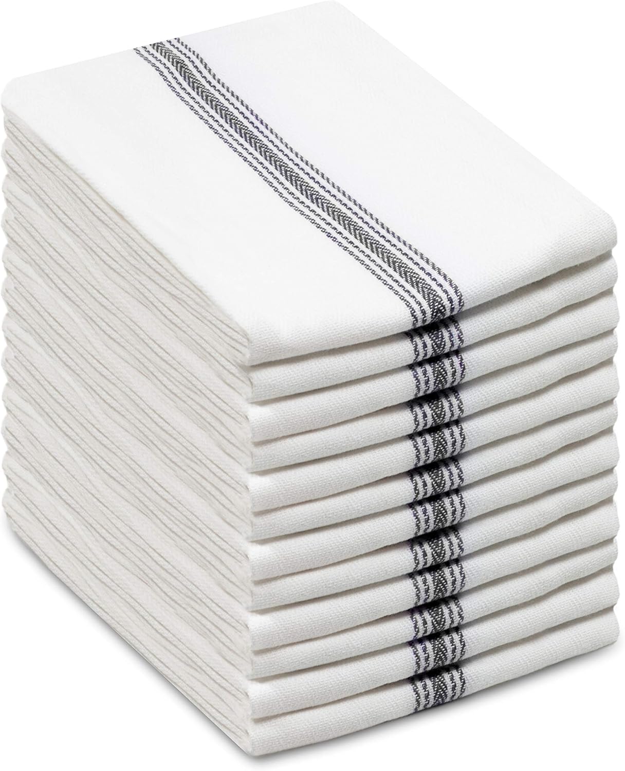 12 Pack Commercial 16x28-30 Cotton Craft - Scandia Stripe - Pure Cotton - Professional Restaurant Grade Kitchen Dish