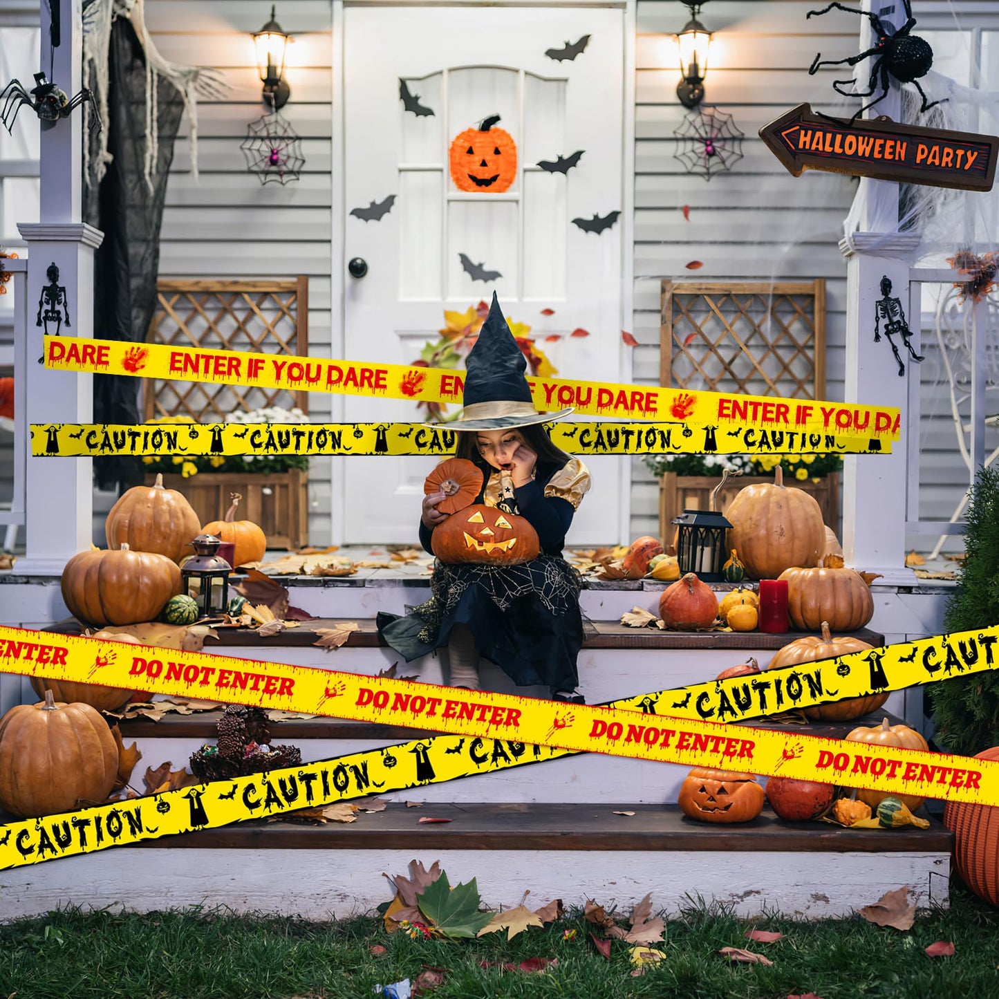 Caution Tape Halloween Decorations Party for Outside & Indoor 3 Rolls - Crime Scene Tape - Do Not Enter - Haunted House Decorations