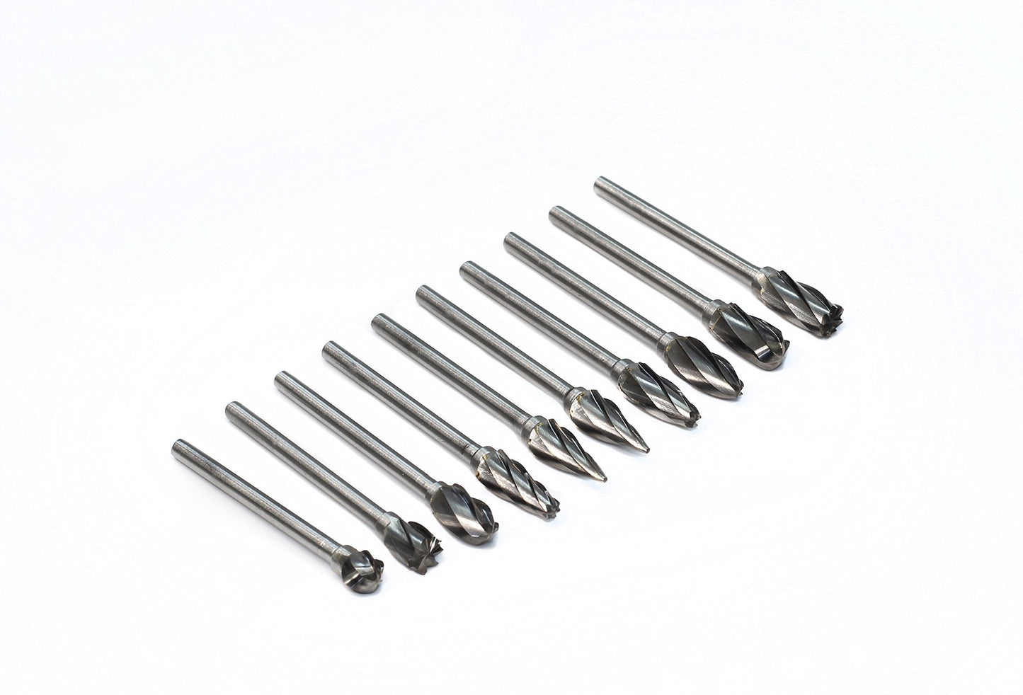 YUFUTOL 1/8 inch Carbide Burr Set - 10pcs Aluma Cut Carbide Rotary Burrs for Aluminum 3mm Shank Fits Die Grinder Drill for Woodworking,Drilling, Aluminum Craving,Engraving, Polishing