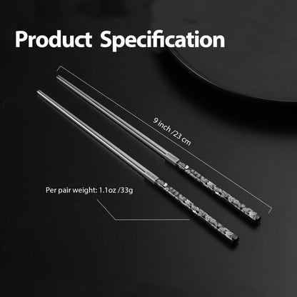 Hagary Dragon Chopsticks Metal Reusable Designed In Korea Japanese Style Stainless Steel 316 18/10 Non-Slip Dishwasher Safe Laser Etched (Black - 5 Pairs)