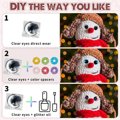 MUCUNNIA 168pcs 3D Glitter Safety Eyes 16-35mm Moon Safety Eyes for Crocheting with Washers Large Safety Eyes for Amigurumi Crochet Eyes for Stuffed Animals Doll Making Gift for Crochet Lovers