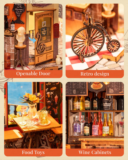 Rolife DIY Miniature House Kit Cheers Bar Dining, 3D Book Nook Bookshelf Decor for Adults, Mini Model House Kits, DIY Crafts Kit Halloween for Adults (Cheers Bar Dining)