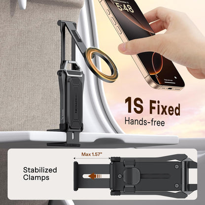 OMOTON 360°Rotating for MagSafe Tripod Mount, Adjustable Aluminum Magnetic Phone Tripod for iPhone 17/16/15/14 Pro Max Air, Foldable Cell Phone Stand Fits Vlog, Gym, Travel Essentials Accessories