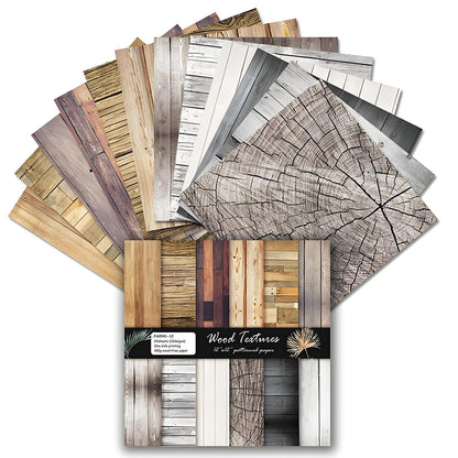 VIVIQUEN 24 Pack Brown Wood Textures Scrapbook Paper, 12x12 Inch Wood Floor Single-Sided Specialty Craft Paper Folded Flat for DIY Background Cards Art Photo Album Decor Junk Journals Decoration