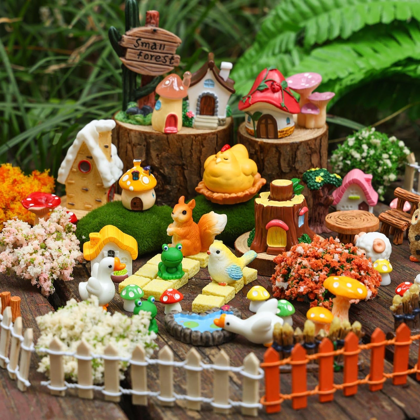 HIYZI 118 PCS Mini Fairy Garden Accessories Kit Miniature Garden Decorations Set Tiny Figurines for DIY Micro Landscape Terrarium Succulent Craft Decor Potted Horticulture Ornaments