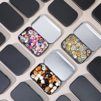 50 Pack Metal Rectangular Hinged Tins, 3.74x2.36x0.86 Inch Matte Black Mini Tin Box Bulk Small Empty Storage Tins with Lids, Portable Organizer Containers for Storage Mint Candy Pins Jewelry Crafts