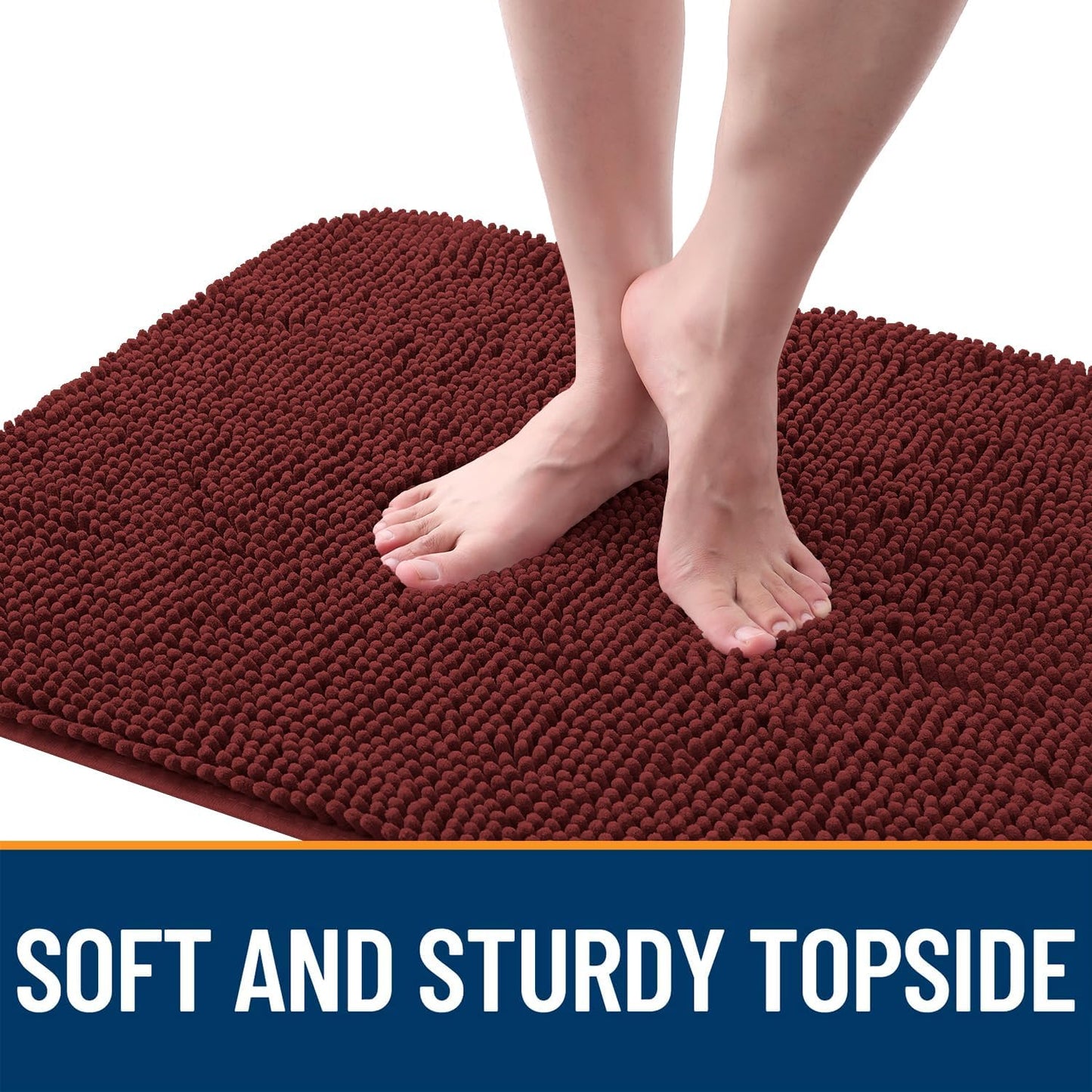 OLANLY Dog Door Mat - Absorbent Non-Slip Washable Doormat for Muddy Paws | 47x24, Quick Dry Chenille, Caramel Russet