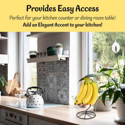 Homeries Banana Holder Modern Rack Hanger Tree Stand Hook for Kitchen Countertop. Satin Nickel Banana Holder Keeper Stand (Matt Black)
