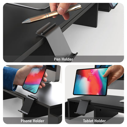 Simple Houseware Desk Dual Monitor Stand Riser with Drawer, Black
