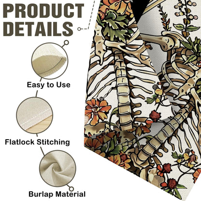 Dyrenson Funny Skeleton Decorative Garden Flag, Gothic Be a Nice Human Skull Flower Yard Outside Home Decoration, Spring Summer Floral Butterfly Burlap Outdoor Small Decor Double Sided 12 x 18