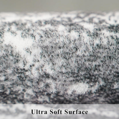 Skiennix Abstract 14ft Long Runner Rug - Non-Slip, Washable, Low-Pile | Soft Black/Grey Indoor Carpet (2'6"x14')