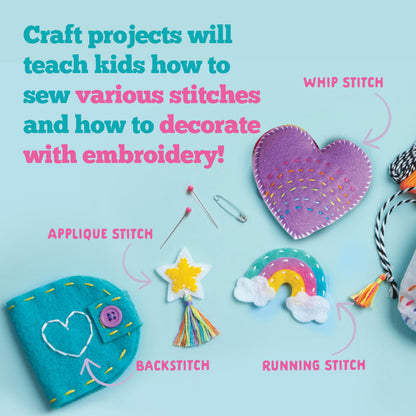 Craft-Tastic Let’s Learn to Sew – Mini Sewing Kit, Arts and Crafts, Art Supplies, Embroidery Kit for Beginners, Includes Sewing Supplies, Easy-to-Follow Instructions, Arts & Crafts, Ages 7+