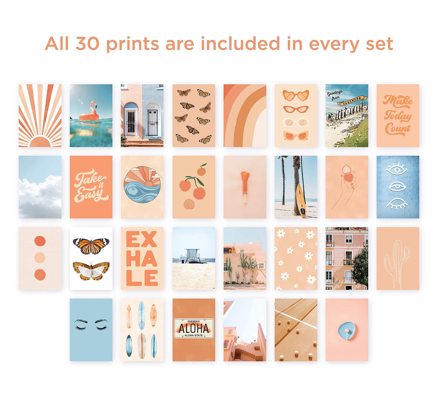 HAUS AND HUES Peach Photo Collage Kit - Aesthetic Wall Decor for Teen Girls (Set of 30)