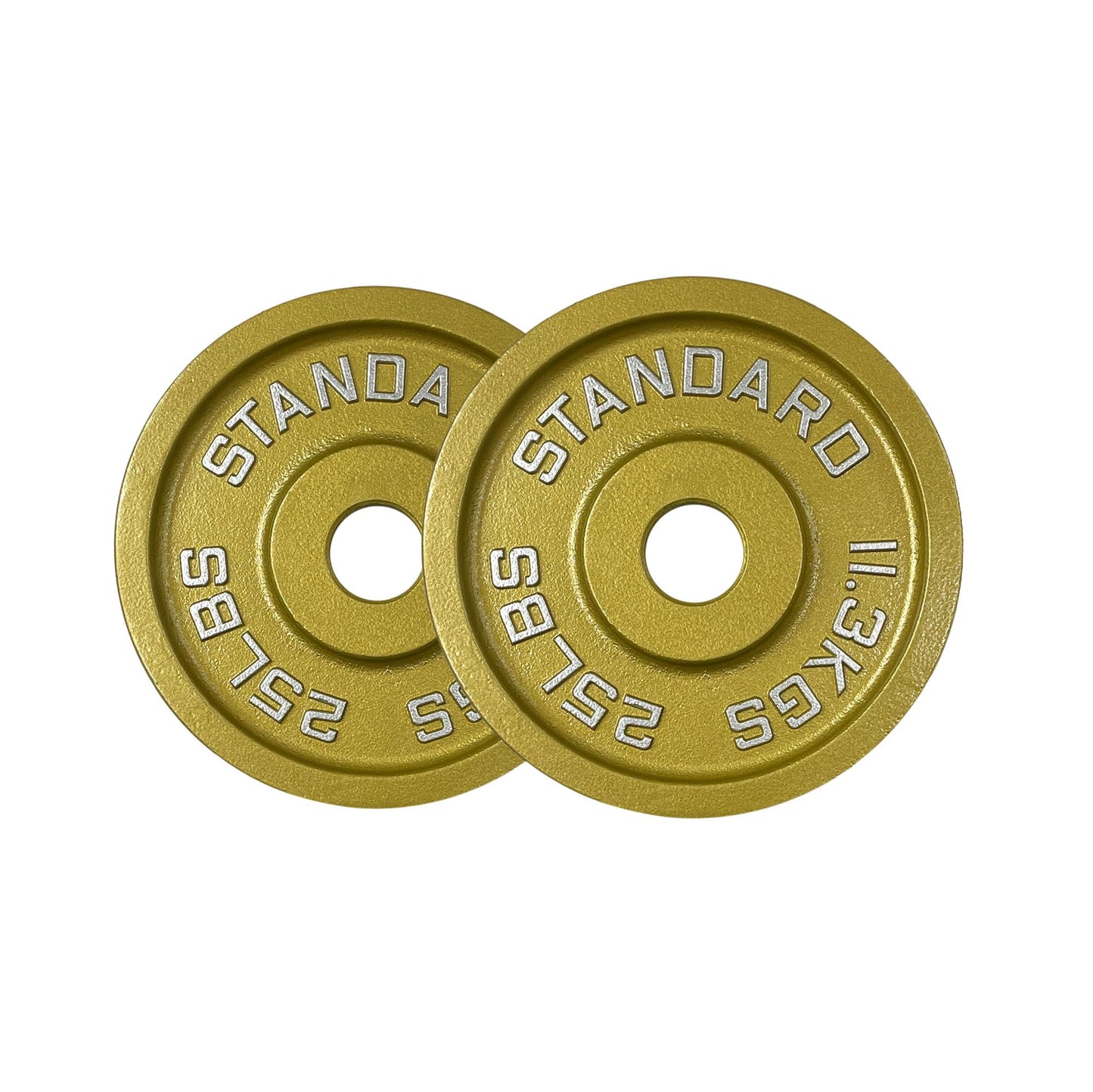 Gold Finish Olympic Steel Plates - Pairs and Sets 2 Inch Barbell Standard in Premium Gold for Weight Lifting (245lb Set)