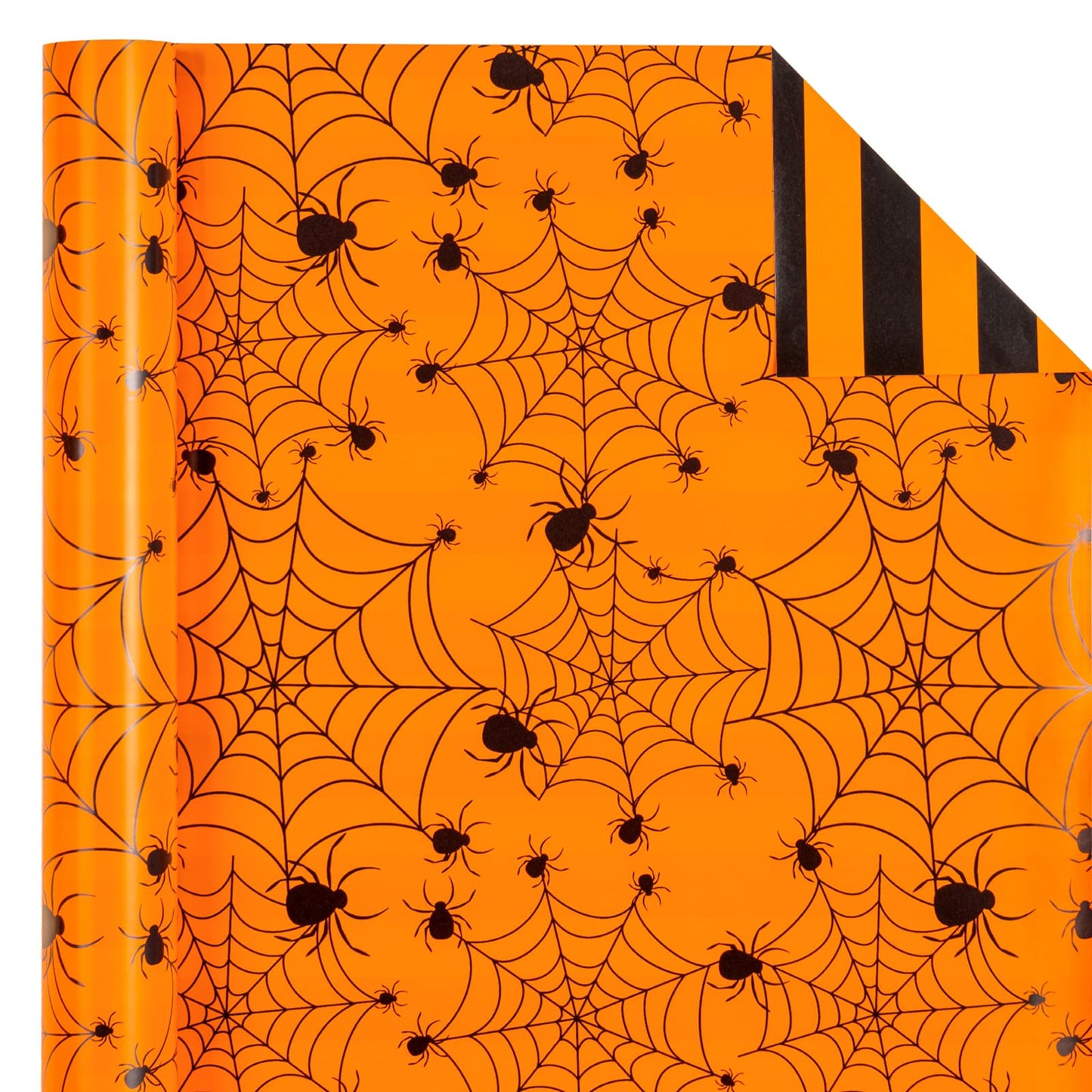 WRAPAHOLIC Halloween Reversible Wrapping Paper Roll - Mini Roll - 17 Inch X 33 Feet - Spider Design, Perfect for Halloween Decorations, Holiday, Party (Pack of 2)