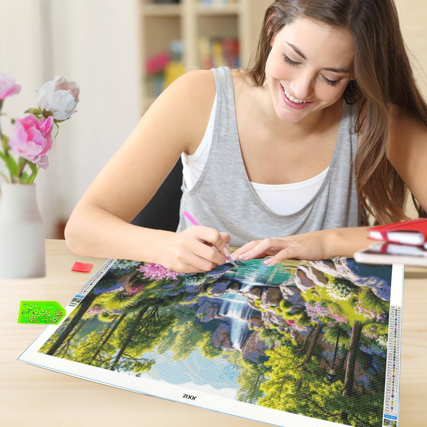 JOOZ Large Diamond Art Kits for Adults - 5D Landscape Diamond Painting Kits for Adults, DIY Full Drill Diamond Art Painting Waterfall for Beginners, Gem Art Kits for Home Wall Decor 27.5x15.7 Inch