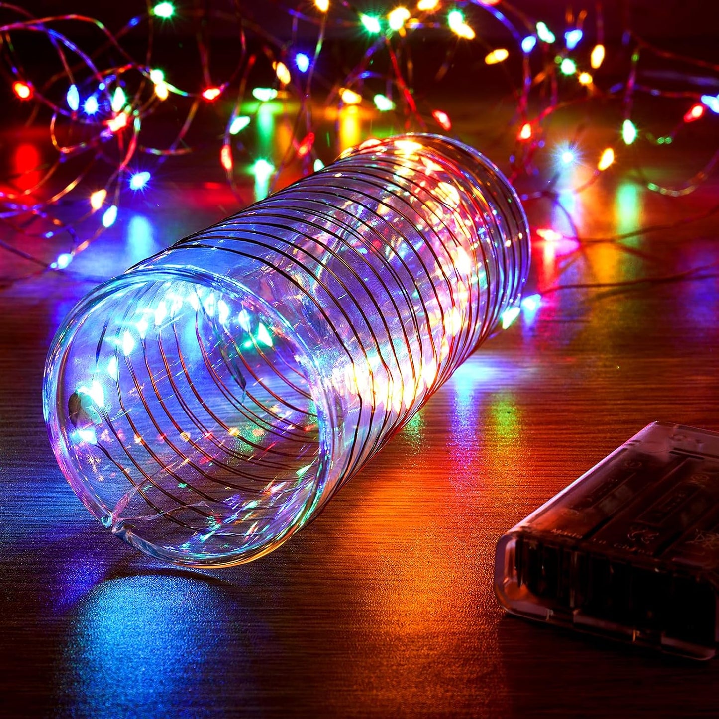1 Pack 16.4ft 50 Ariceleo Battery Operated String Lights with Timer, Multi Color with Synchronized Twinkle Mode, Fairy